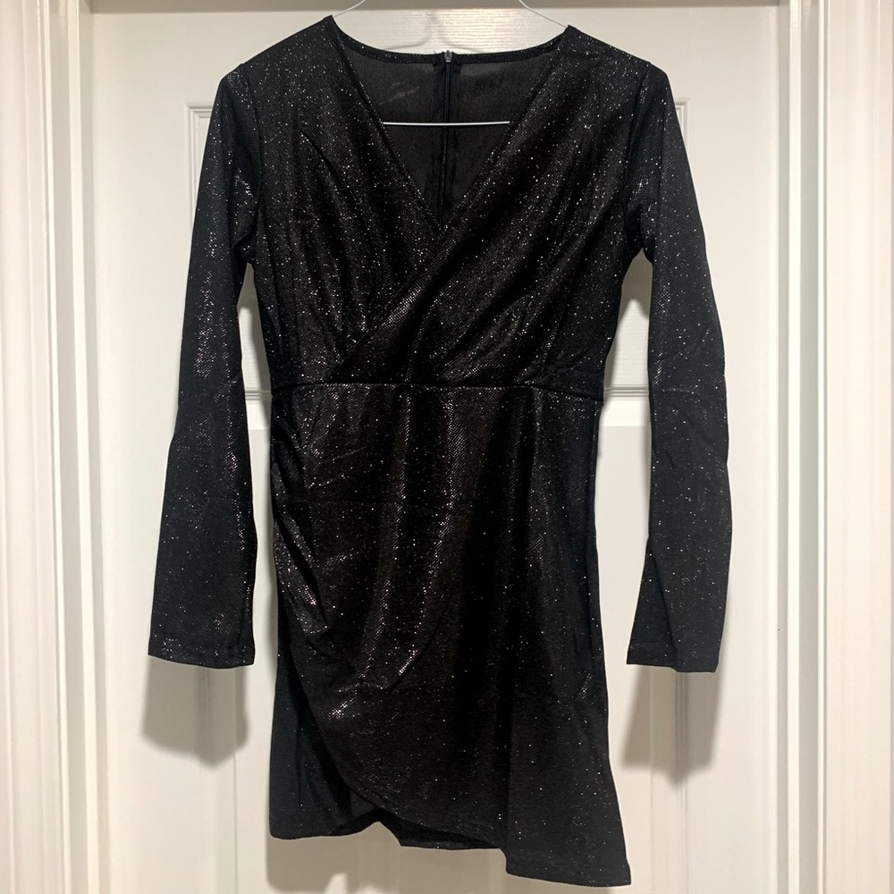 Sparkly black long sleeve dress
